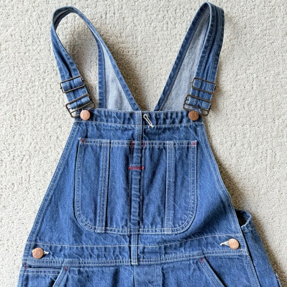 Doen Denim Overalls Shorts 28 Womens Blue Cotton Frayed Hem Pocket Casual - Picture 6 of 13